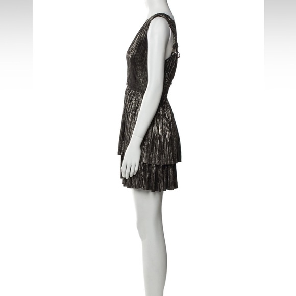 Sabina Musayev Alma Mini Dress In Black Metallic. Pre-Owned. No Belt Included. - Picture 5 of 13